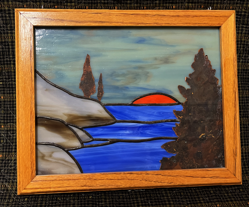 Framed Stain Glass Sunset            