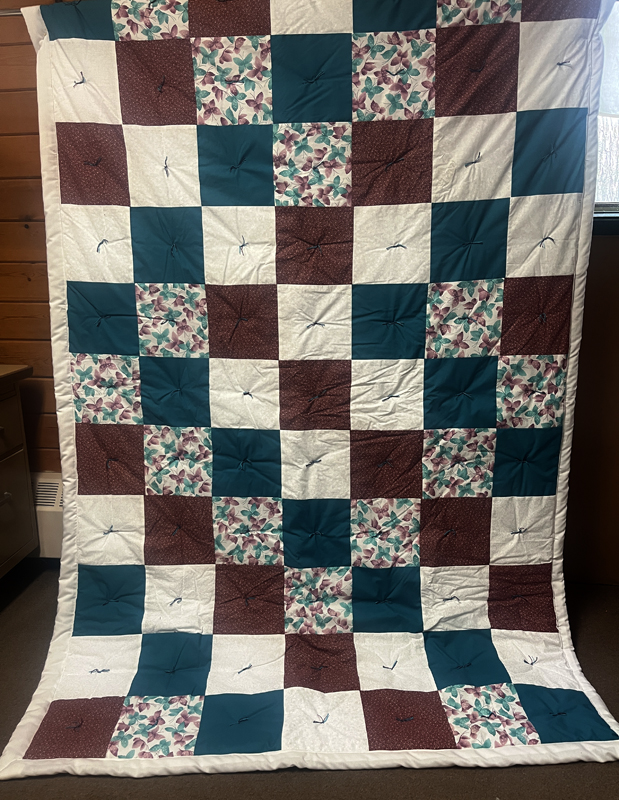 Patchwork Teal/White/Cranberry            