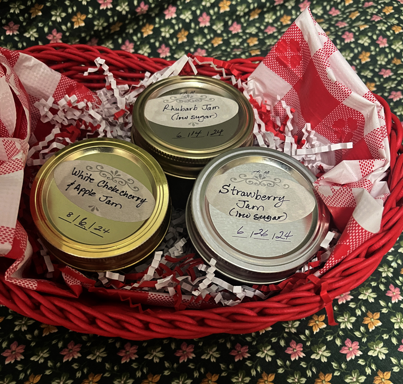 (3) jars Jam (Rhubarb, Strawberry, Chokecherry)      